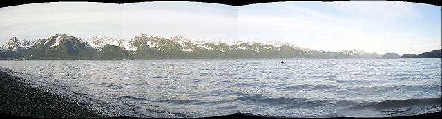 P6200084_P.jpg - A panorama from the beach at Miller's Landing. This is Resurrection Bay.