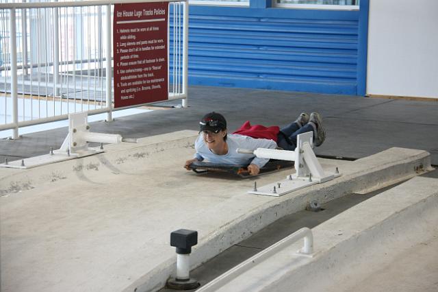 IMG_3110.JPG - Joyce does her skeleton pose in the Icehouse.