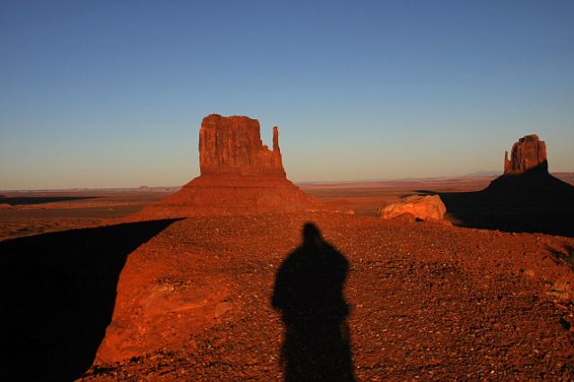 IMG_4097.JPG - Sunset at Monument Valley and me casting a shadow.