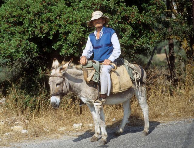 greece0153.jpg - Man on mule near Coroni.