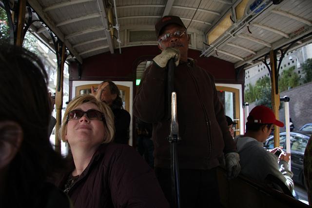 IMG_1152.JPG - Cable car operators are  typically male due to the upper body strength needed for the grip and brakes.  1998 saw the first female operator... after she bulked up her upper body.